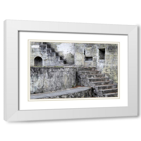 Washington State-Port Townsend Concrete steps and walls of fort  White Modern Wood Framed Art Print with Double Matting by Jaynes Gallery