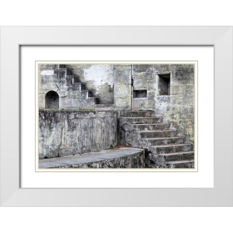 Washington State-Port Townsend Concrete steps and walls of fort  White Modern Wood Framed Art Print with Double Matting by Jaynes Gallery