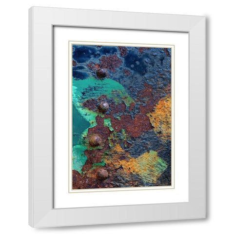 Washington State-Port Townsend-Fort Worden State Park Rusty metal of old metal boat  White Modern Wood Framed Art Print with Double Matting by Jaynes Gallery