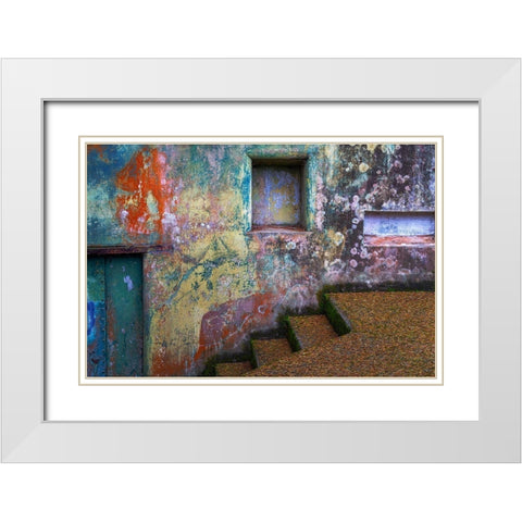 Washington State-Port Townsend-Fort Worden State Park Painted walls and stairway  White Modern Wood Framed Art Print with Double Matting by Jaynes Gallery