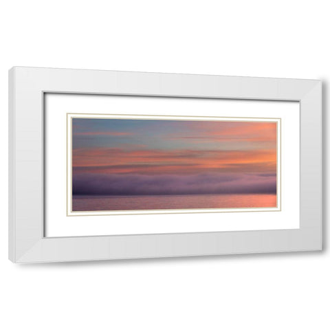 Washington State-Seabeck Panoramic sunrise over foggy Hood Canal  White Modern Wood Framed Art Print with Double Matting by Jaynes Gallery