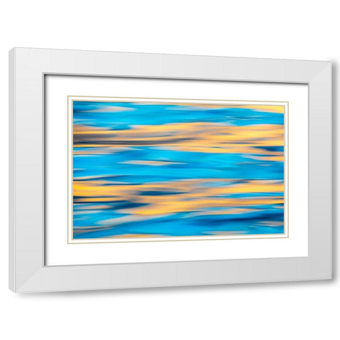 Washington State-Seabeck Blue and gold reflections on Hood Canal  White Modern Wood Framed Art Print with Double Matting by Jaynes Gallery