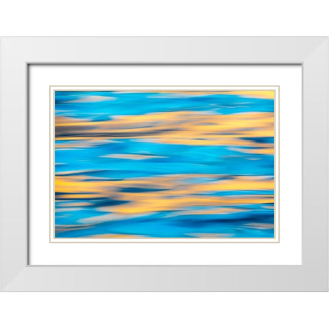 Washington State-Seabeck Blue and gold reflections on Hood Canal  White Modern Wood Framed Art Print with Double Matting by Jaynes Gallery