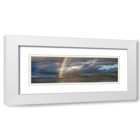 Washington State-Seabeck Panoramic of rainbow over Hood Canal  White Modern Wood Framed Art Print with Double Matting by Jaynes Gallery