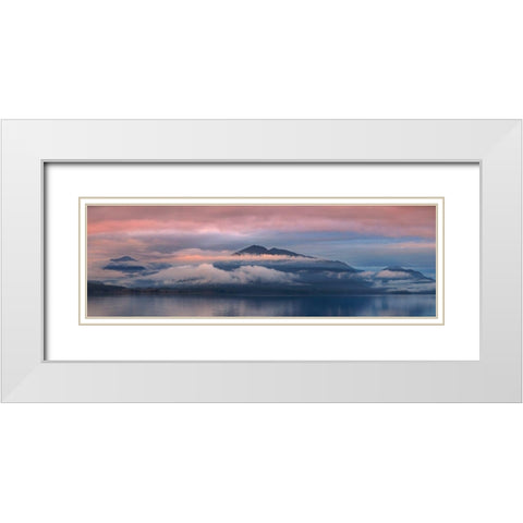 Washington State-Seabeck Panoramic of sunset over Hood Canal  White Modern Wood Framed Art Print with Double Matting by Jaynes Gallery