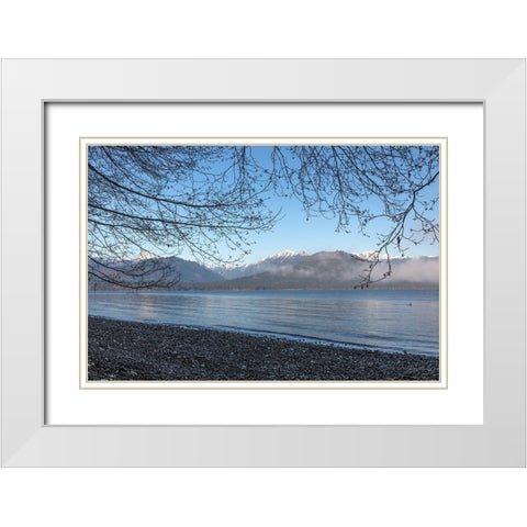 Washington State-Seabeck Winter morning on Hood Canal beach White Modern Wood Framed Art Print with Double Matting by Jaynes Gallery