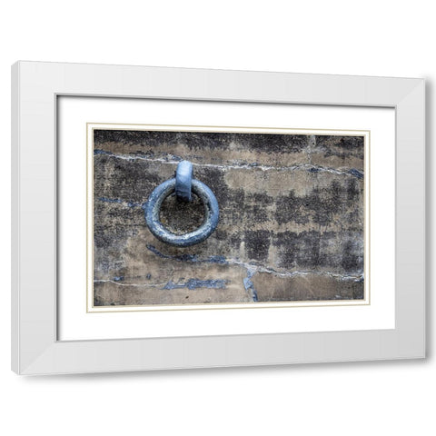 USA-Washington State-Fort Flagler State Park Metal ring on weathered concrete wall White Modern Wood Framed Art Print with Double Matting by Jaynes Gallery
