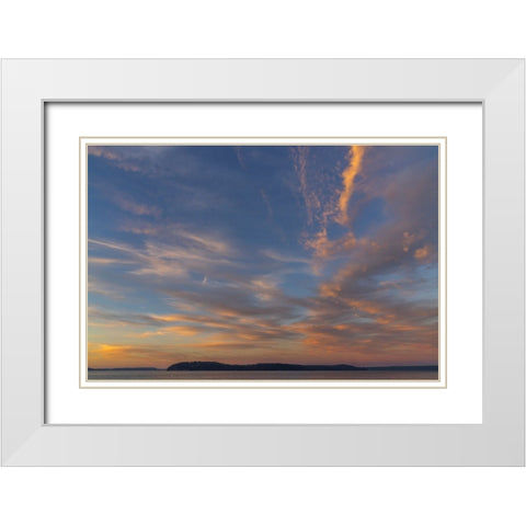 USA-Washington State-Seabeck Sunset over Hood Canal White Modern Wood Framed Art Print with Double Matting by Jaynes Gallery