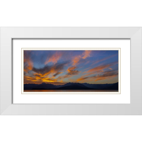 USA-Washington State-Seabeck Panoramic sunset on Hood Canal White Modern Wood Framed Art Print with Double Matting by Jaynes Gallery