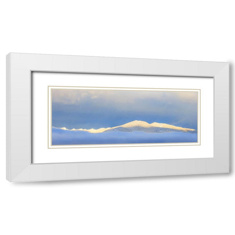 USA- Washington State. Sunrise panoramic of snow-covered mountains in Olympic National Forest. White Modern Wood Framed Art Print with Double Matting by Jaynes Gallery