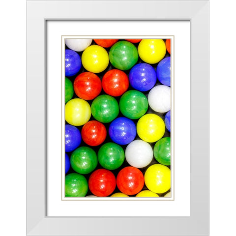 USA- Washington State- Seabeck. Close-up of colorful marbles. White Modern Wood Framed Art Print with Double Matting by Jaynes Gallery