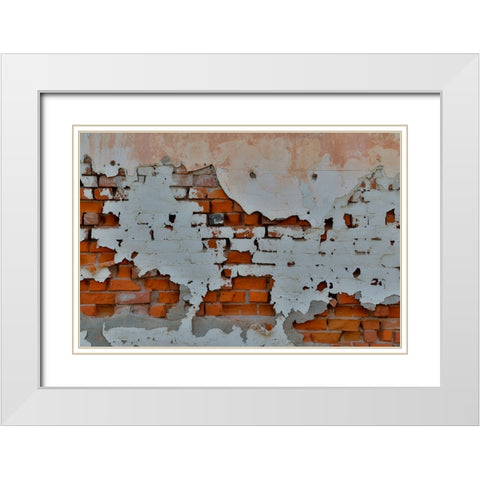 USA- Washington State- Oaksdale. Eastern Washington old painted brick wall White Modern Wood Framed Art Print with Double Matting by Gulin, Darrell