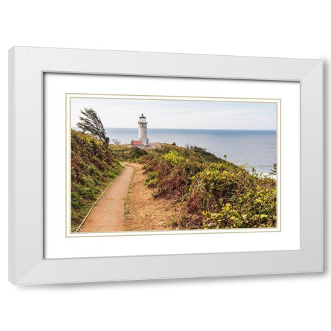 Washington State-Ilwaco-Cape Disappointment State Park North Head lighthouse White Modern Wood Framed Art Print with Double Matting by Wilson, Emily