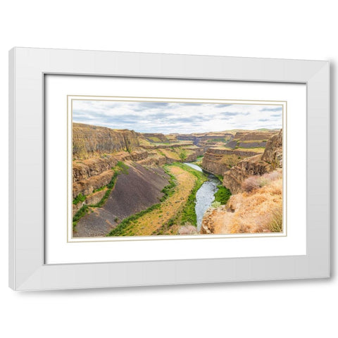 Palouse Falls State Park-Washington State-USA-The Palouse River Canyon in Palouse Falls State Park White Modern Wood Framed Art Print with Double Matting by Wilson, Emily M.