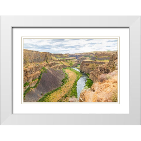 Palouse Falls State Park-Washington State-USA-The Palouse River Canyon in Palouse Falls State Park White Modern Wood Framed Art Print with Double Matting by Wilson, Emily M.