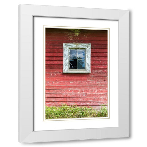 Latah-Washington State-USA-Window on the wall of an old red barn White Modern Wood Framed Art Print with Double Matting by Wilson, Emily M.