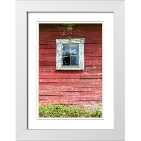 Latah-Washington State-USA-Window on the wall of an old red barn White Modern Wood Framed Art Print with Double Matting by Wilson, Emily M.