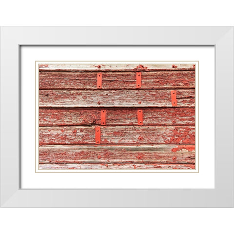 Latah-Washington State-USA-Peeling red paint on a weathered old barn White Modern Wood Framed Art Print with Double Matting by Wilson, Emily M.