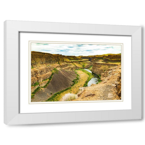 USA- Washington State- Whitman County- Palouse. River running through a canyon. White Modern Wood Framed Art Print with Double Matting by Wilson, Emily M.