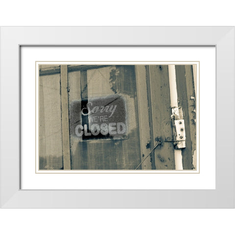 USA- Washington State- Whitman County- Palouse. Screen door with closed sign. White Modern Wood Framed Art Print with Double Matting by Wilson, Emily M.