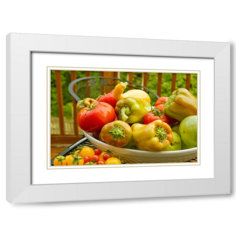 Sammamish-Washington State-USA Bowl of fresh produce White Modern Wood Framed Art Print with Double Matting by Horton, Janet