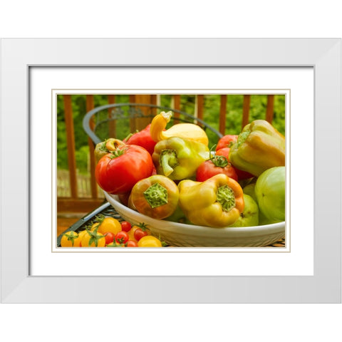 Sammamish-Washington State-USA Bowl of fresh produce White Modern Wood Framed Art Print with Double Matting by Horton, Janet
