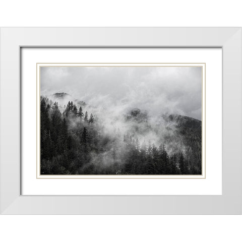 North Cascades Mountains-foggy mountain White Modern Wood Framed Art Print with Double Matting by Sienda, Jolly