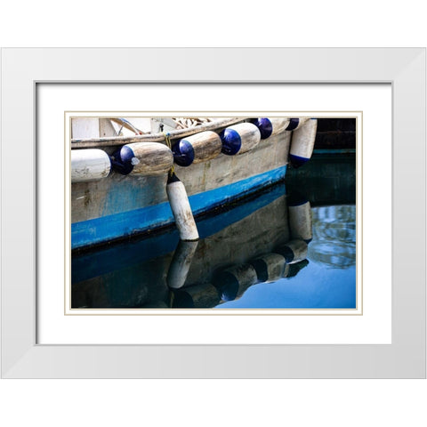 Anacortes-Washington State-blue wooden boat White Modern Wood Framed Art Print with Double Matting by Sienda, Jolly