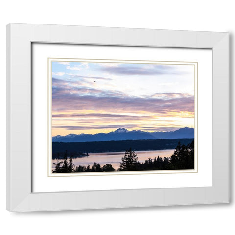 Bremerton-Washington State-Olympic Mountains-Puget Sound White Modern Wood Framed Art Print with Double Matting by Sienda, Jolly