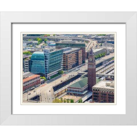 WA-Seattle-King Street Station White Modern Wood Framed Art Print with Double Matting by Wild, Jamie and Judy