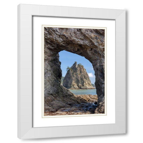 WA-Olympic National Park-Rialto Beach-Hole-in-the-Wall White Modern Wood Framed Art Print with Double Matting by Wild, Jamie and Judy
