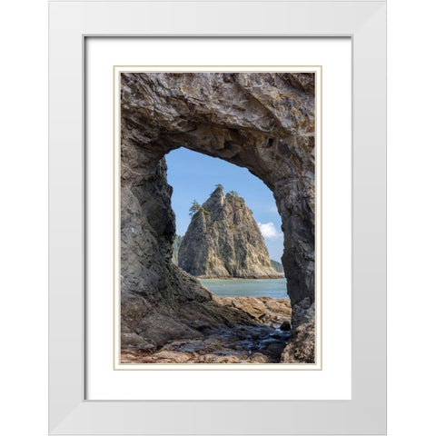 WA-Olympic National Park-Rialto Beach-Hole-in-the-Wall White Modern Wood Framed Art Print with Double Matting by Wild, Jamie and Judy