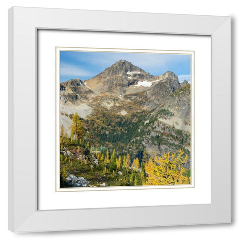 Washington State-North Cascades-Lewis Lake and Black Peak-view from Heather Pass White Modern Wood Framed Art Print with Double Matting by Wild, Jamie and Judy