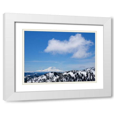 Washington State-Central Cascades View of Mount Rainier from Pratt Mountain White Modern Wood Framed Art Print with Double Matting by Wild, Jamie and Judy