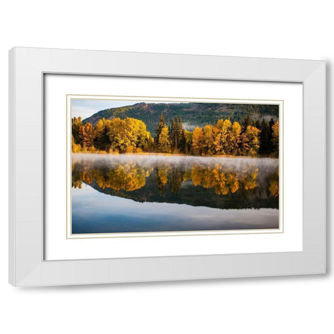 Washington State-Cle Elum Fall color by a pond in Central Washington White Modern Wood Framed Art Print with Double Matting by Duval, Richard