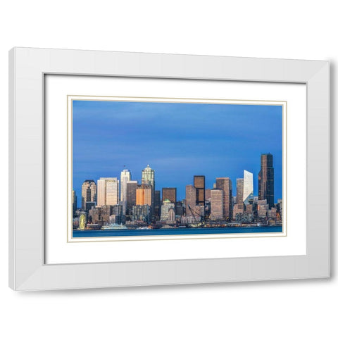Washington State-Seattle Skyline at Twilight White Modern Wood Framed Art Print with Double Matting by Tilley, Rob