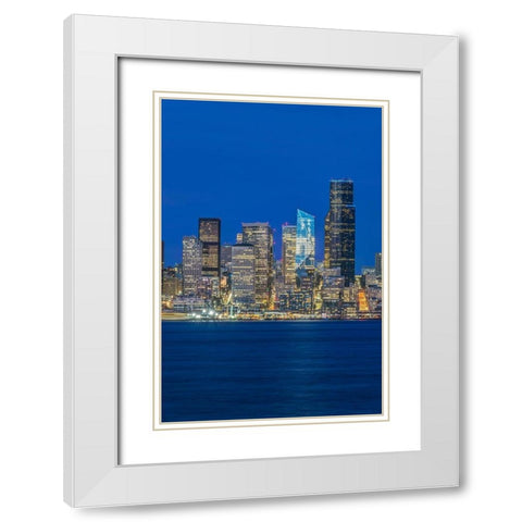 Washington State-Seattle Skyline at Twilight White Modern Wood Framed Art Print with Double Matting by Tilley, Rob