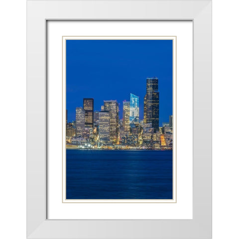 Washington State-Seattle Skyline at Twilight White Modern Wood Framed Art Print with Double Matting by Tilley, Rob