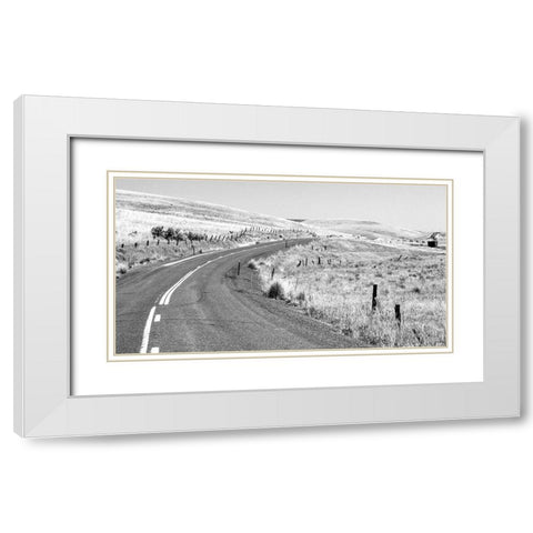 USA-Washington State-Benge Washtucna Road in black and white White Modern Wood Framed Art Print with Double Matting by Gulin, Sylvia