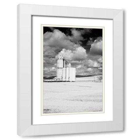 USA-Washington State-Silo with large clouds White Modern Wood Framed Art Print with Double Matting by Eggers, Terry