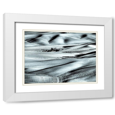 USA-Washington State-Palouse region-Rolling hills at Sunset White Modern Wood Framed Art Print with Double Matting by Eggers, Terry