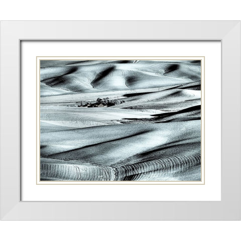 USA-Washington State-Palouse region-Rolling hills at Sunset White Modern Wood Framed Art Print with Double Matting by Eggers, Terry