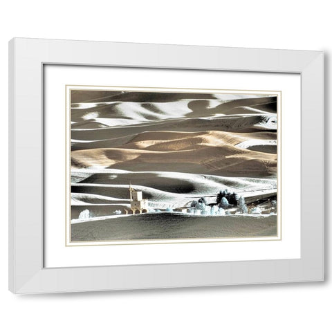 USA-Washington State-Palouse region-the town of Steptoe at Sunset White Modern Wood Framed Art Print with Double Matting by Eggers, Terry