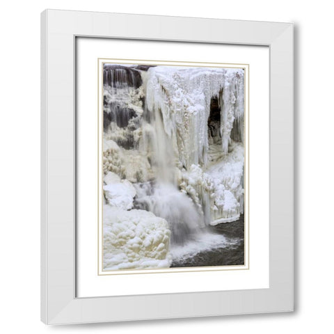 WV, Blackwater Falls Partially frozen waterfall White Modern Wood Framed Art Print with Double Matting by OBrien, Jay