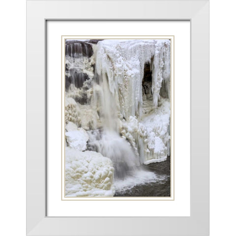 WV, Blackwater Falls Partially frozen waterfall White Modern Wood Framed Art Print with Double Matting by OBrien, Jay