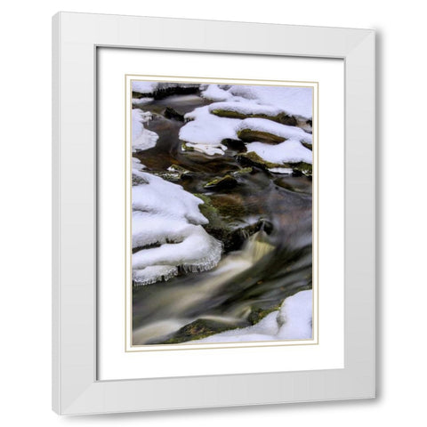 West Virginia, Blackwater Falls Flowing stream White Modern Wood Framed Art Print with Double Matting by OBrien, Jay