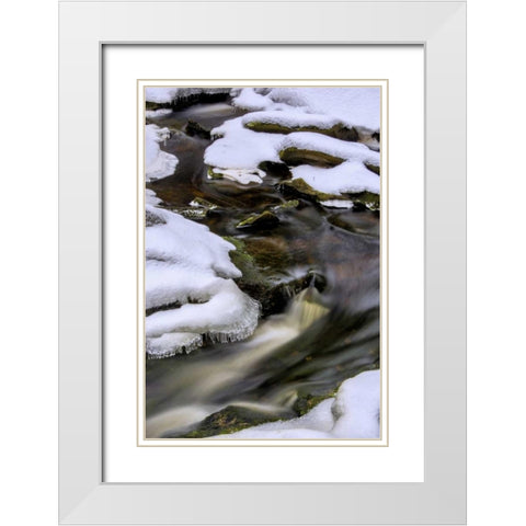 West Virginia, Blackwater Falls Flowing stream White Modern Wood Framed Art Print with Double Matting by OBrien, Jay