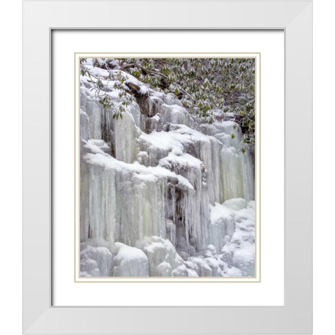 West Virginia, Blackwater Falls Frozen waterfall White Modern Wood Framed Art Print with Double Matting by OBrien, Jay