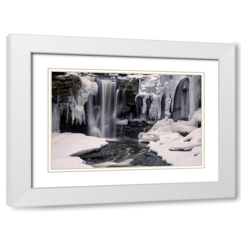 West Virginia, Blackwater Falls Frozen waterfall White Modern Wood Framed Art Print with Double Matting by OBrien, Jay