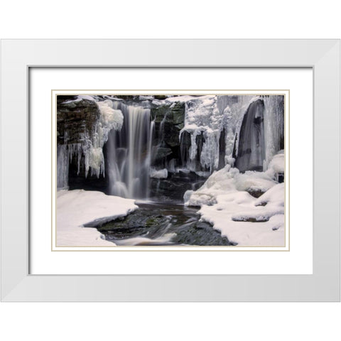 West Virginia, Blackwater Falls Frozen waterfall White Modern Wood Framed Art Print with Double Matting by OBrien, Jay